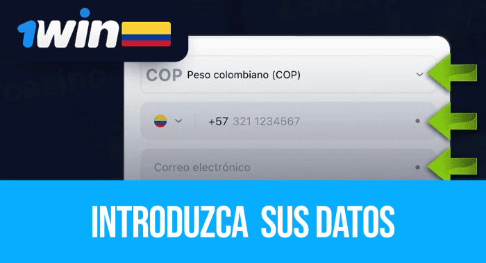 Introduzca sus datos al registrarse en 1Win